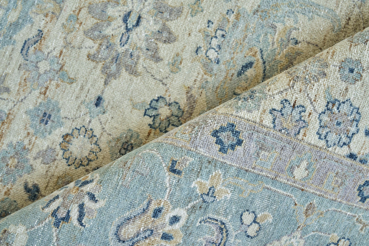 Exquisite Rugs Harper Hand-knotted New Zealand Wool 4231 Ivory/Light Blue 15' x 12' Area Rug