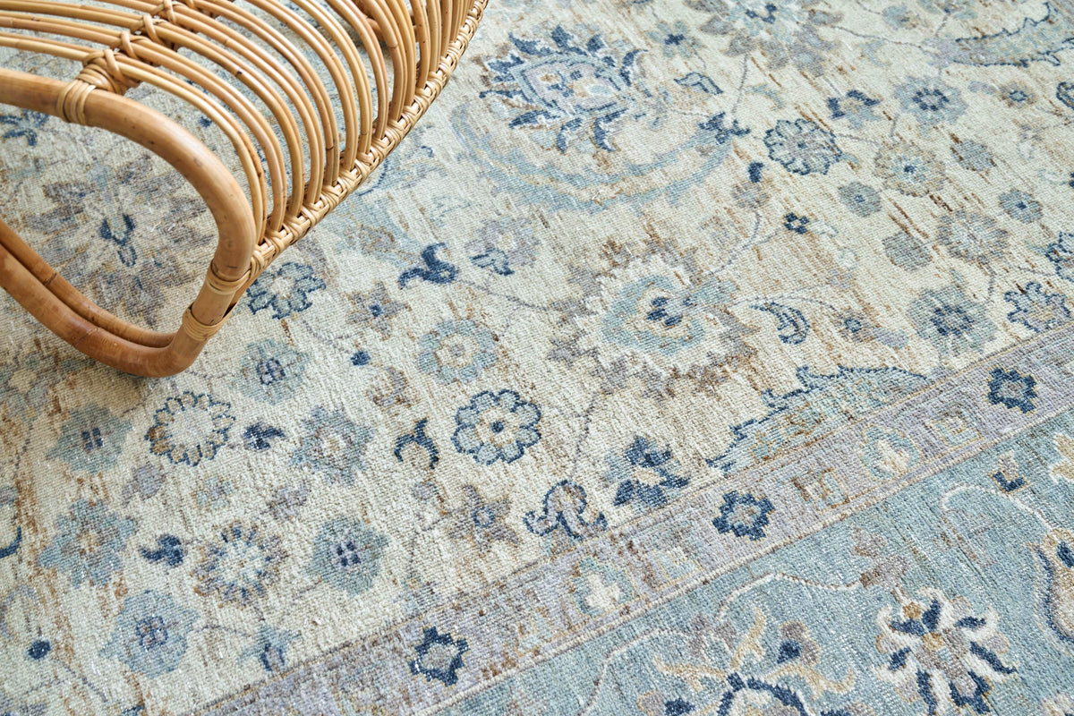 Exquisite Rugs Harper Hand-knotted New Zealand Wool 4231 Ivory/Light Blue 15' x 12' Area Rug