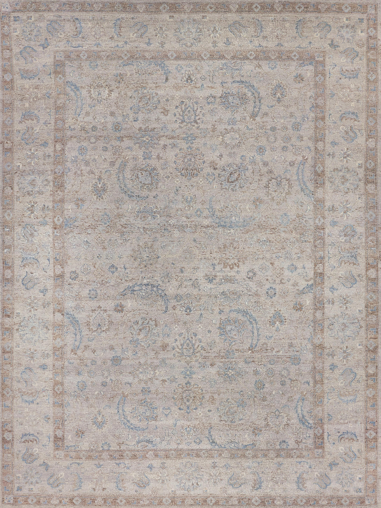 Exquisite Rugs Harper Hand-knotted New Zealand Wool 4232 Beige/Ivory/Blue 8' x 10' Area Rug