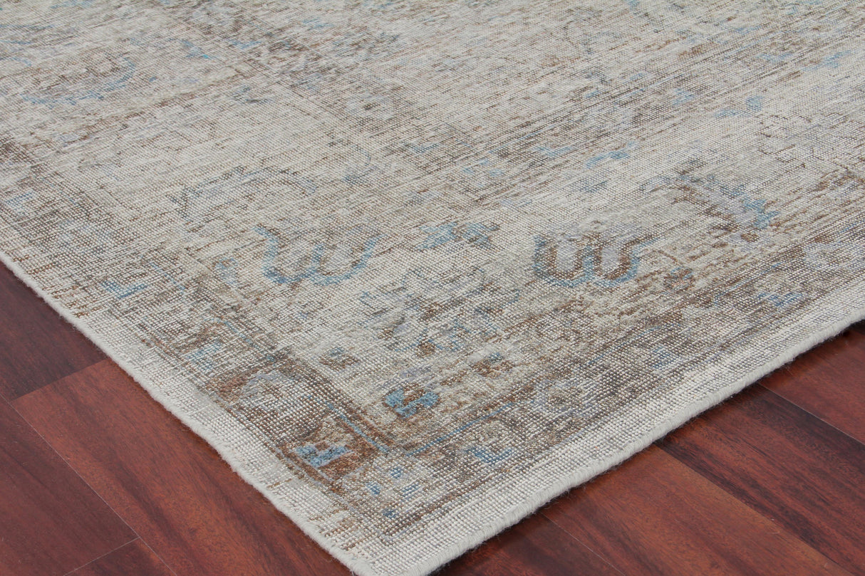 Exquisite Rugs Harper Hand-knotted New Zealand Wool 4232 Beige/Ivory/Blue 8' x 10' Area Rug