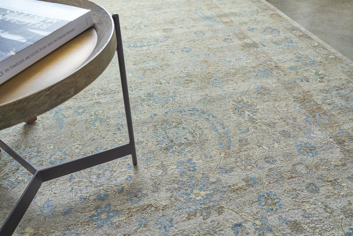 Exquisite Rugs Harper Hand-knotted New Zealand Wool 4232 Beige/Ivory/Blue 8' x 10' Area Rug