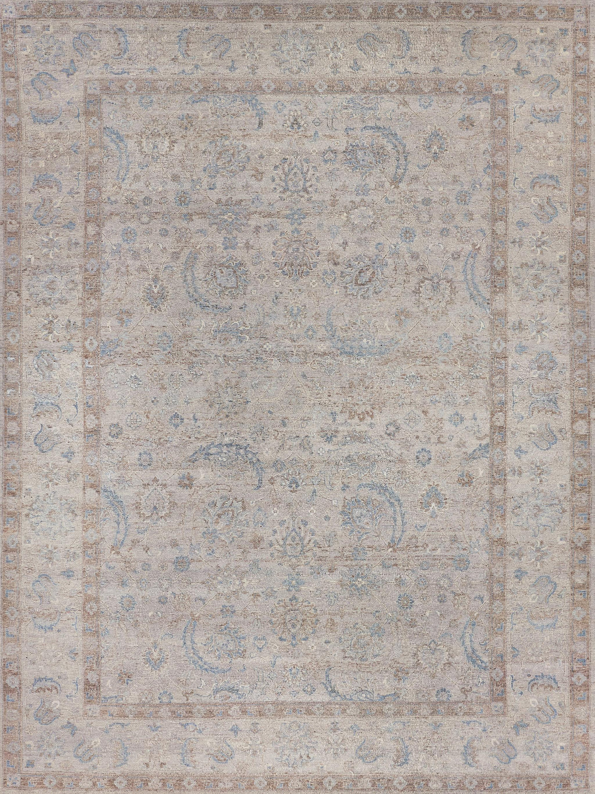 Exquisite Harper Hand-knotted New Zealand Wool Beige/Ivory/Blue Area Rug 9.0'X12.0' Rug
