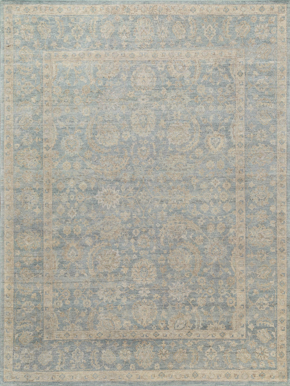 Exquisite Rugs Harper Hand-knotted New Zealand Wool 4391 Blue/Beige 9' x 12' Area Rug