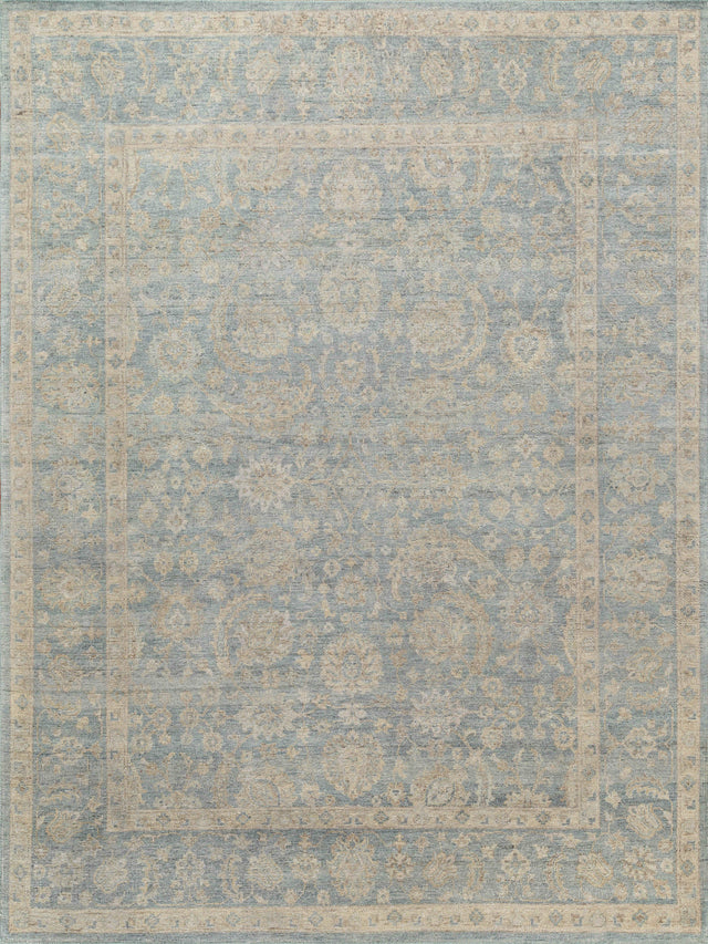 Exquisite Rugs Harper Hand-knotted New Zealand Wool 4391 Blue/Beige 9' x 12' Area Rug