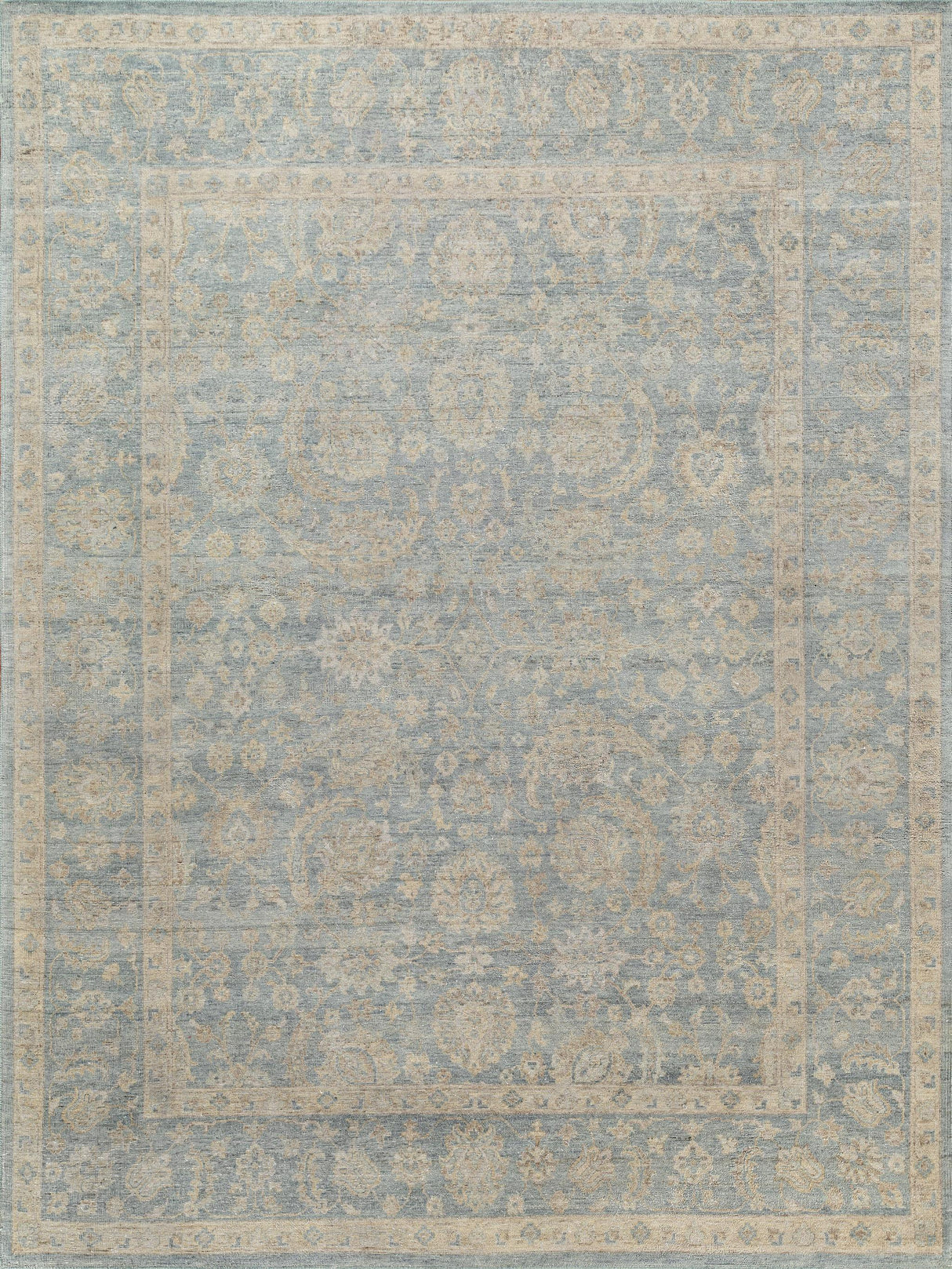 Exquisite Harper Hand-knotted New Zealand Wool Blue/Beige Area Rug 9.0'X12.0' Rug