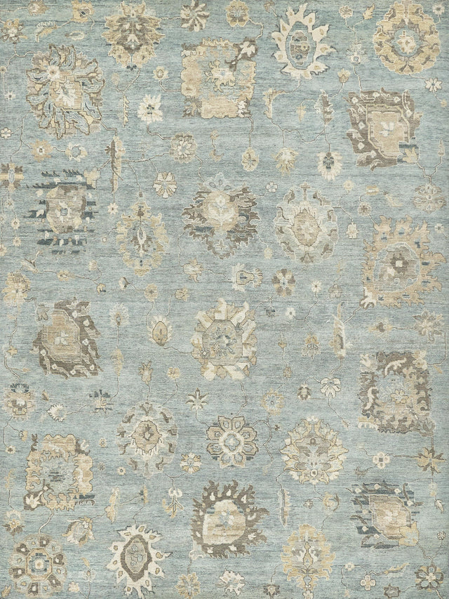 Exquisite Rugs Heirloom Hand-knotted New Zealand Wool 3983 Light Blue/Gold 10' x 14' Area Rug