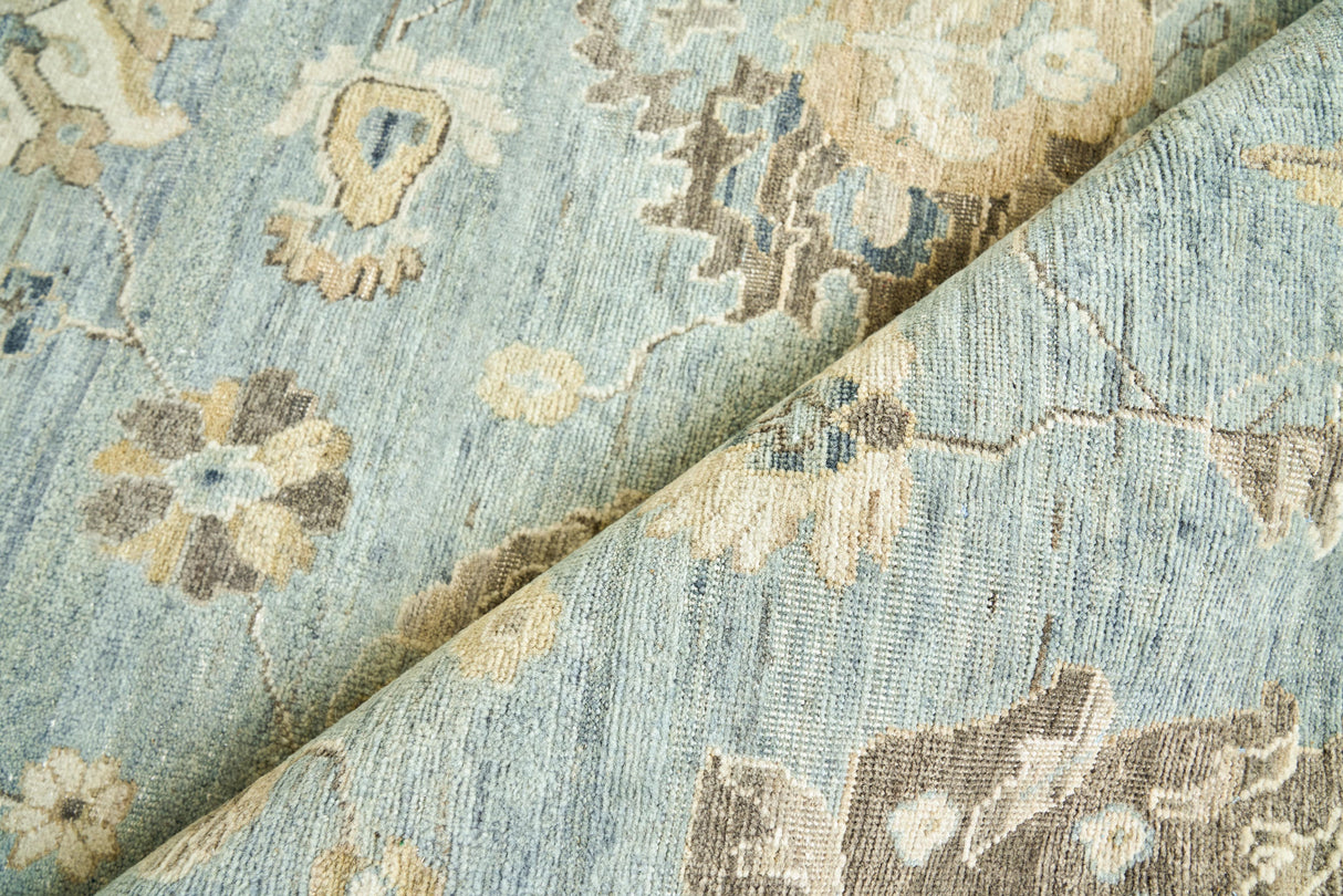 Exquisite Rugs Heirloom Hand-knotted New Zealand Wool 3983 Light Blue/Gold 10' x 14' Area Rug