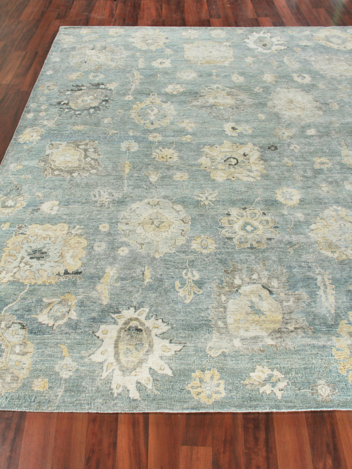 Exquisite Rugs Heirloom Hand-knotted New Zealand Wool 3983 Light Blue/Gold 14' x 18' Area Rug