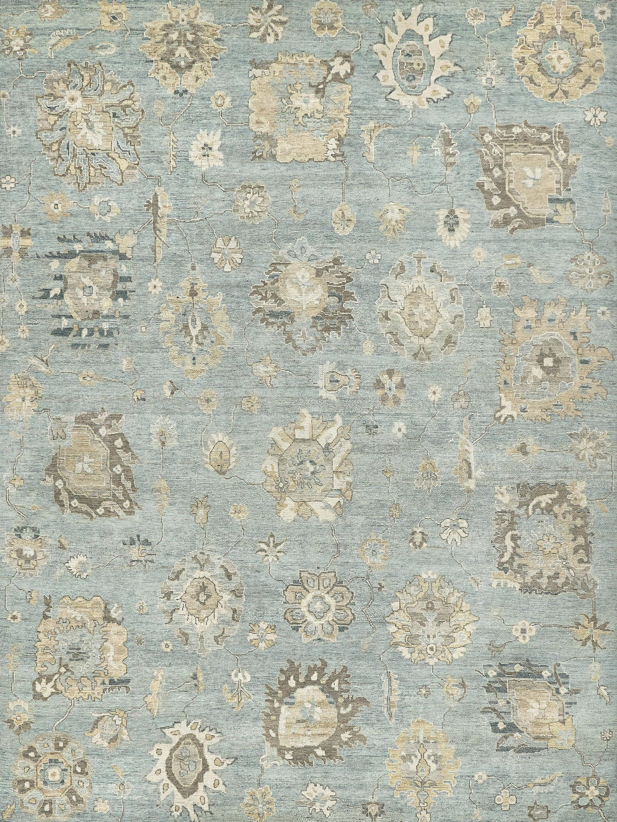 Exquisite Heirloom Hand-knotted New Zealand Wool Light Blue/Gold Area Rug 6.0'X9.0' Rug
