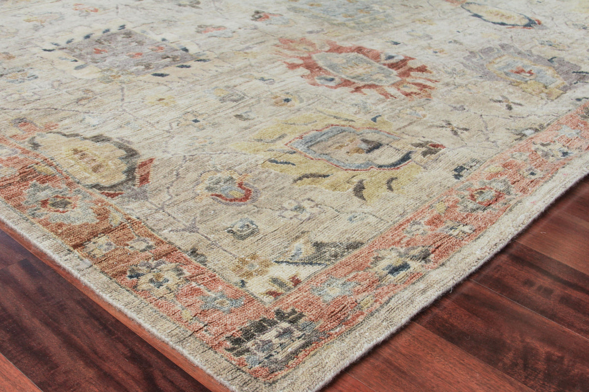 Exquisite Rugs Heirloom Hand-knotted New Zealand Wool 3984 Beige/Rust 10' x 14' Area Rug
