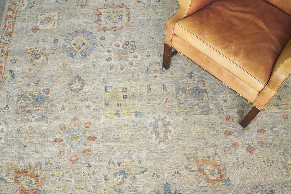 Exquisite Rugs Heirloom Hand-knotted New Zealand Wool 3984 Beige/Rust 14' x 18' Area Rug