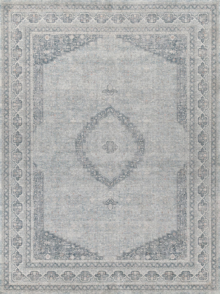 Exquisite Heritage Power-loomed Polyester/Acrylic Light Blue/Rust Area Rug 2.5'X12.0' Rug