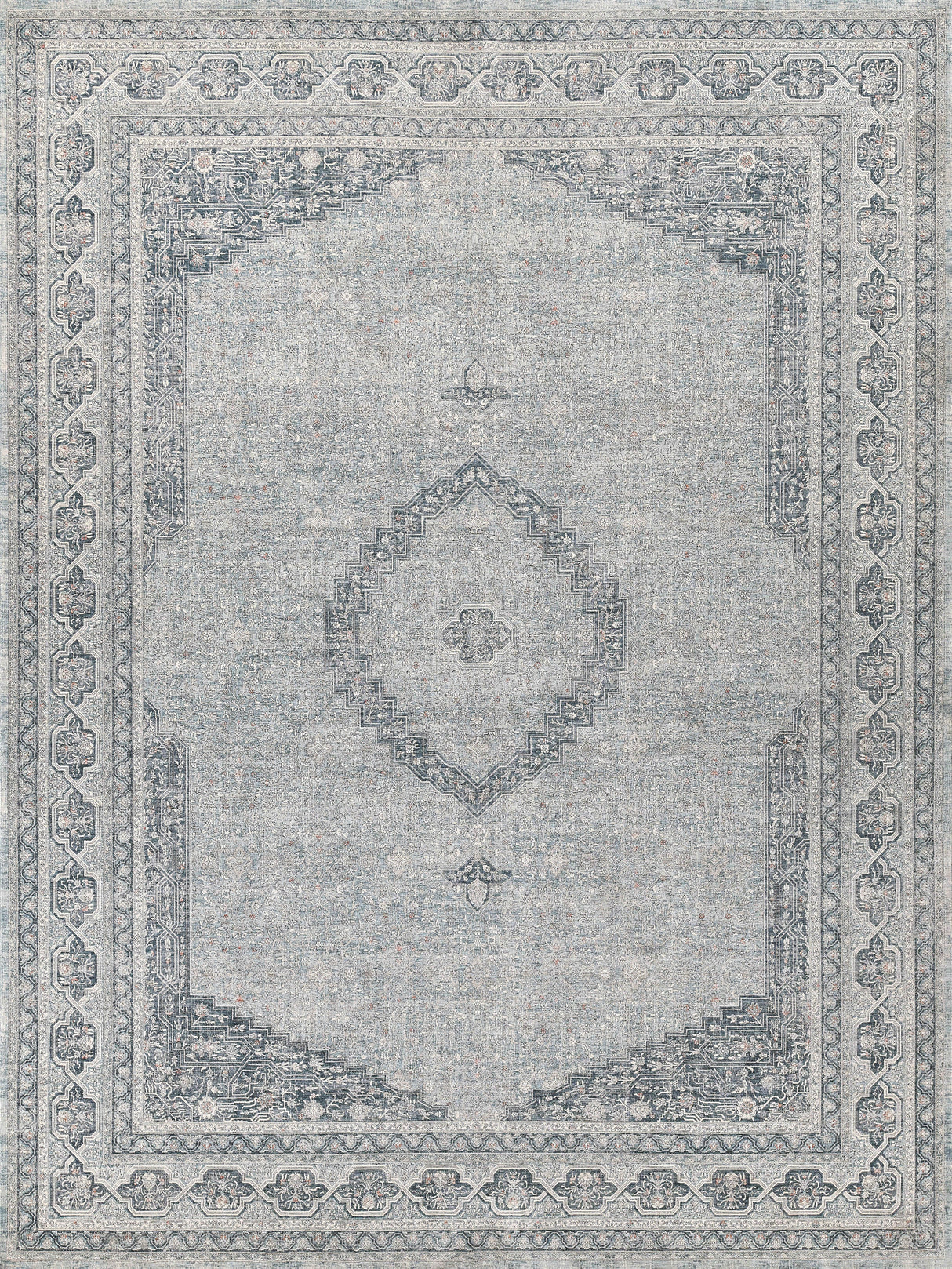 Exquisite Rugs Heritage Power-loomed Polyester/Acrylic 4624 Light Blue/Rust 9' x 12' Area Rug