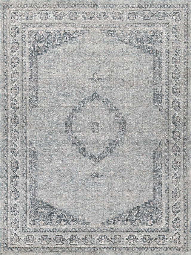 Exquisite Rugs Heritage Power-loomed Polyester/Acrylic 4624 Light Blue/Rust 9' x 12' Area Rug