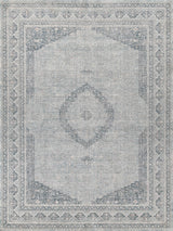 Exquisite Heritage Power-loomed Polyester/Acrylic Light Blue/Rust Area Rug 9.0'X12.0' Rug