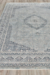 Exquisite Rugs Heritage Power-loomed Polyester/Acrylic 4624 Light Blue/Rust 9' x 12' Area Rug