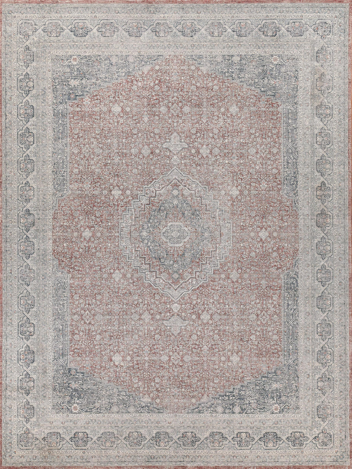 Exquisite Heritage Power-loomed Polyester/Acrylic Red/Navy Area Rug 12.0'X15.0' Rug