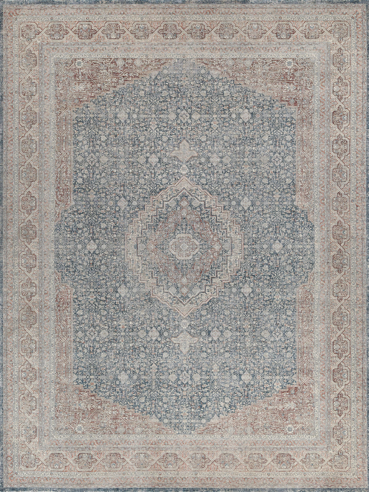 Exquisite Rugs Heritage Power-loomed Polyester/Acrylic 4627 Light Blue/Navy 12' x 15' Area Rug