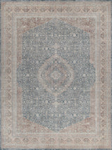 Exquisite Heritage Power-loomed Polyester/Acrylic Light Blue/Navy Area Rug 12.0'X15.0' Rug