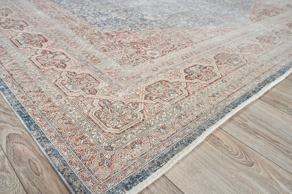 Exquisite Rugs Heritage Power-loomed Polyester/Acrylic 4627 Light Blue/Navy 12' x 15' Area Rug