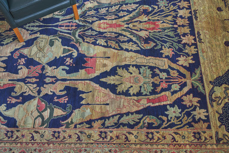 Exquisite Rugs Jurassic Hand-knotted New Zealand Wool 9368 Beige/Blue/Gold 10' x 14' Area Rug