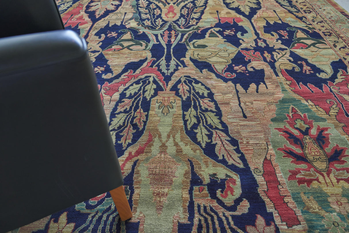 Exquisite Rugs Jurassic Hand-knotted New Zealand Wool 9368 Beige/Blue/Gold 10' x 14' Area Rug