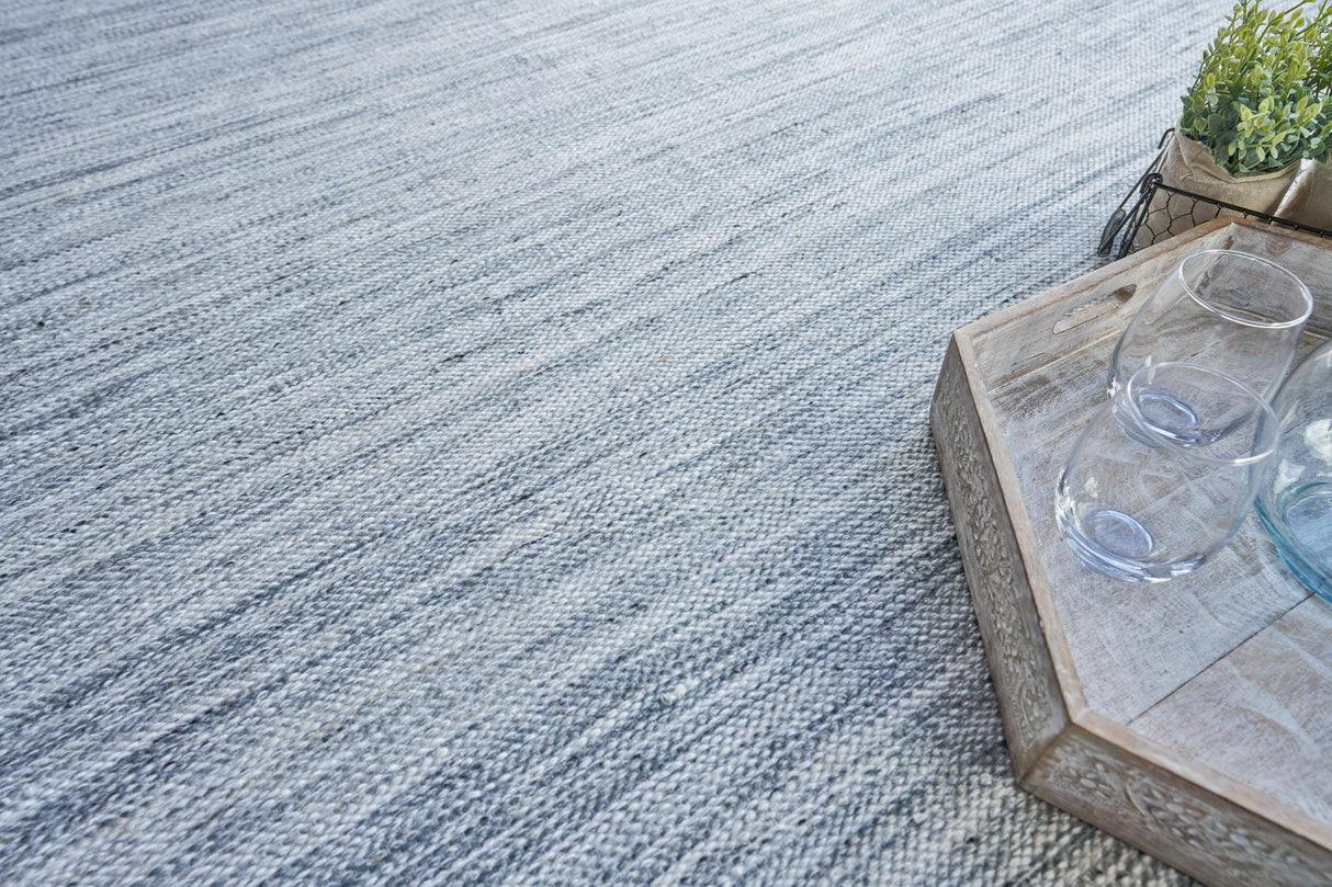 Exquisite Rugs Kashmir Indoor/Outdoor Flatweave PET yarn 4853 Aqua/Gray 8' x 10' Area Rug