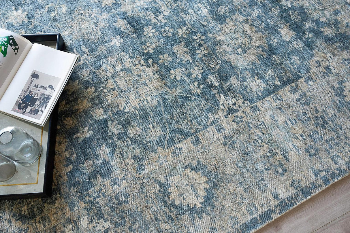 Exquisite Rugs Kensington Hand-loomed Wool/Bamboo Silk 5340 Navy 14' x 18' Area Rug