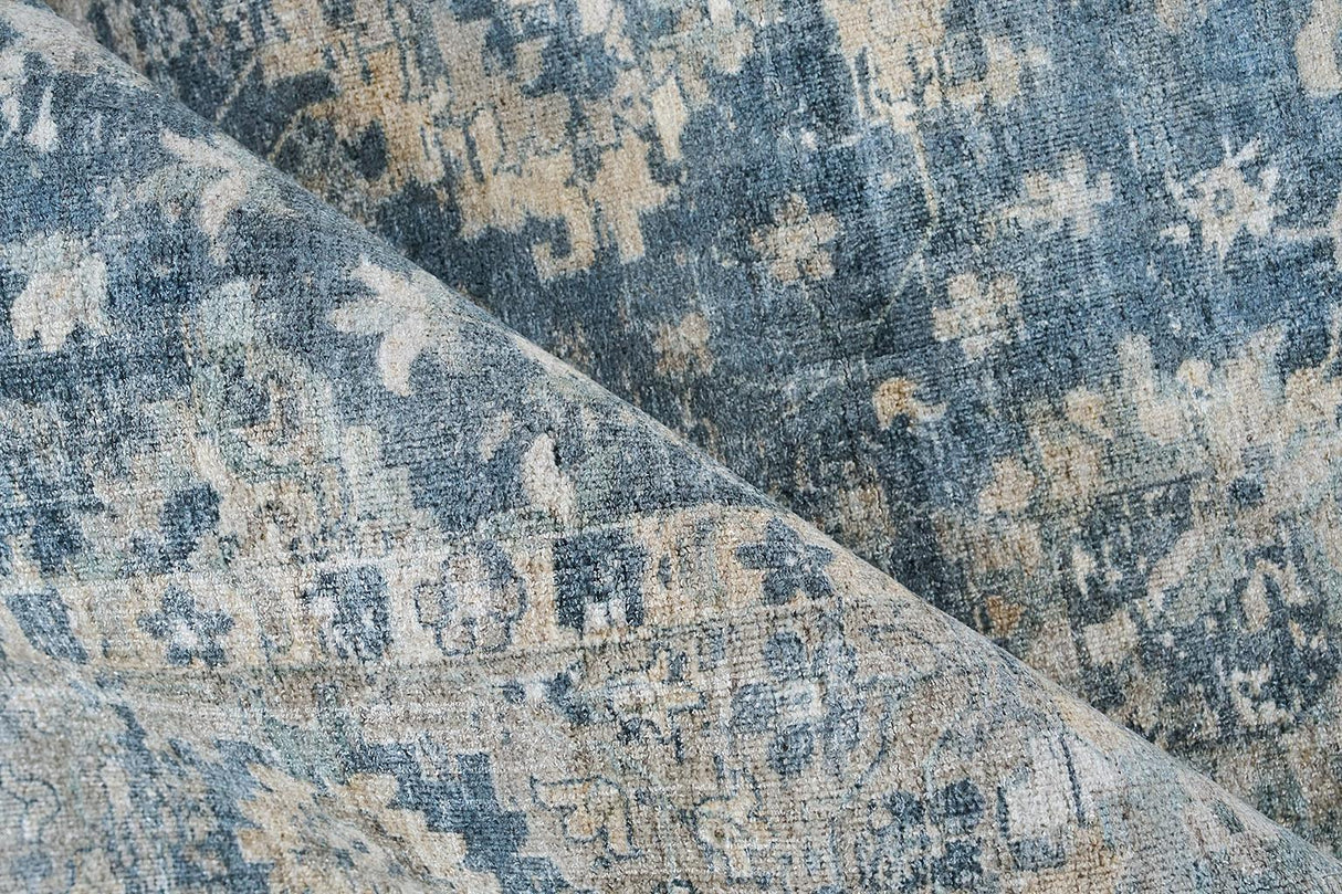 Exquisite Rugs Kensington Hand-loomed Wool/Bamboo Silk 5340 Navy 14' x 18' Area Rug