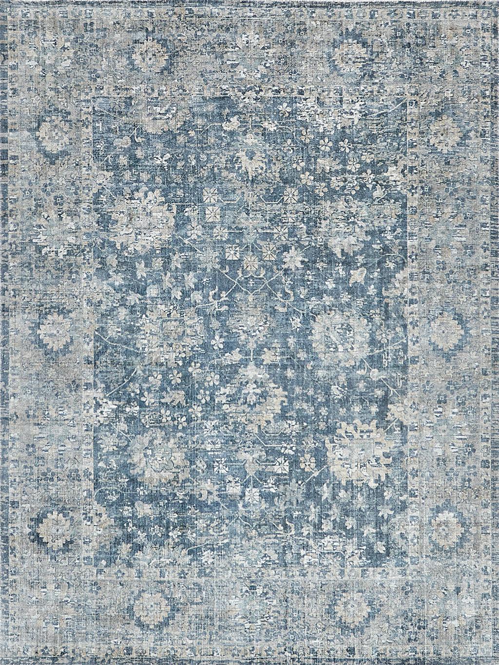 Exquisite Kensington Hand-loomed Wool/Bamboo Silk Navy Area Rug 8.0'X10.0' Rug
