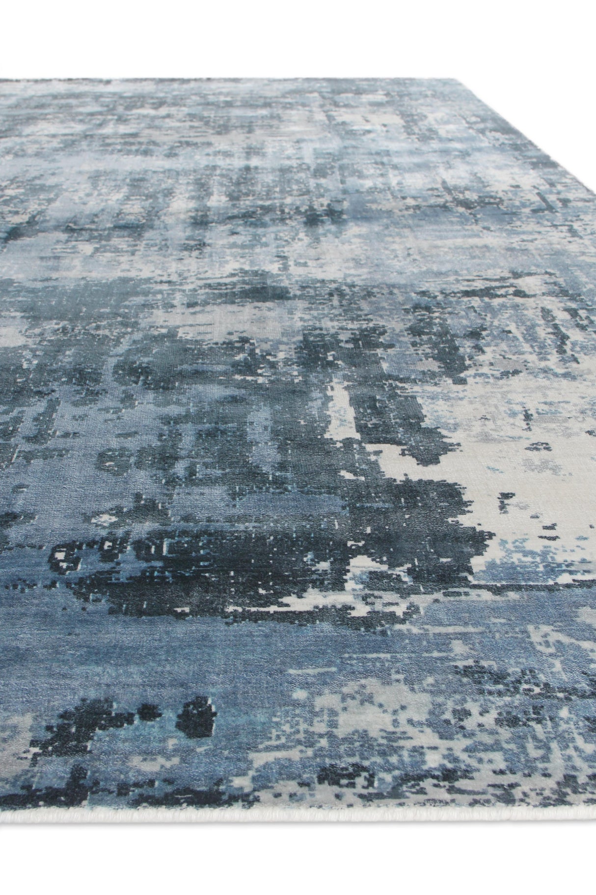 Exquisite Rugs Koda Hand-loomed Bamboo Silk 3379 Blue/Ivory 12' x 15' Area Rug