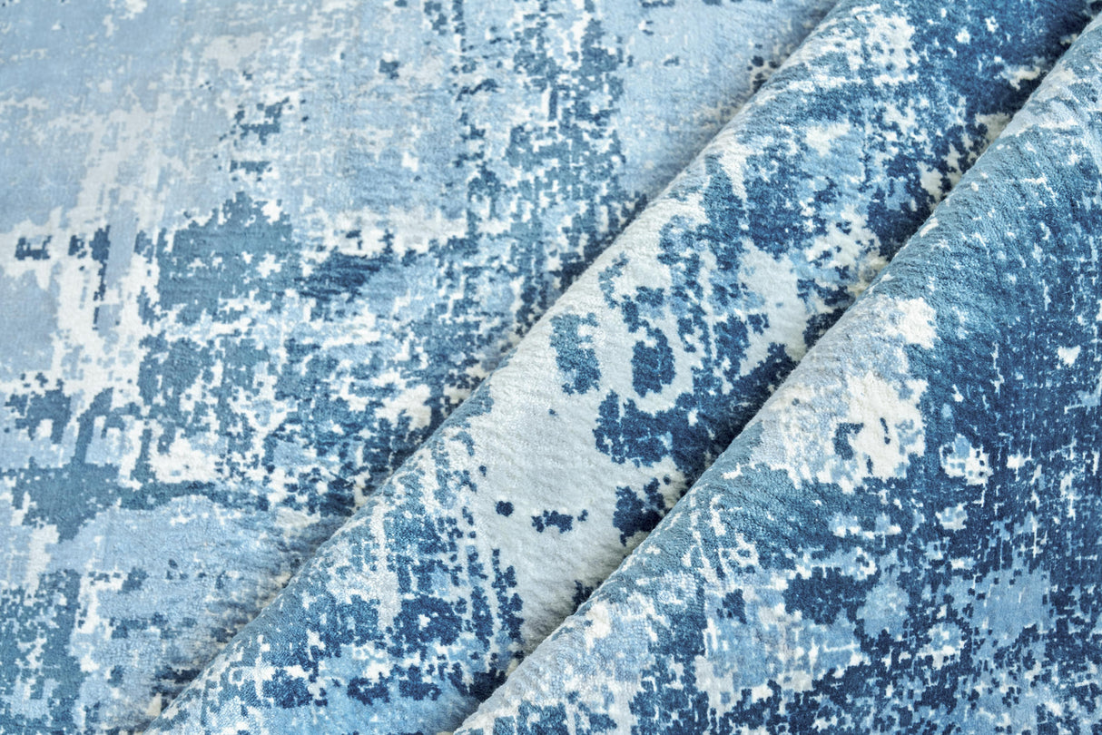 Exquisite Rugs Koda Hand-loomed Bamboo Silk 3379 Blue/Ivory 12' x 15' Area Rug