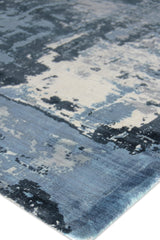 Exquisite Rugs Koda Hand-loomed Bamboo Silk 3379 Blue/Ivory 6' x 9' Area Rug