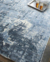 Exquisite Rugs Koda Hand-loomed Bamboo Silk 3379 Blue/Ivory 9' x 12' Area Rug