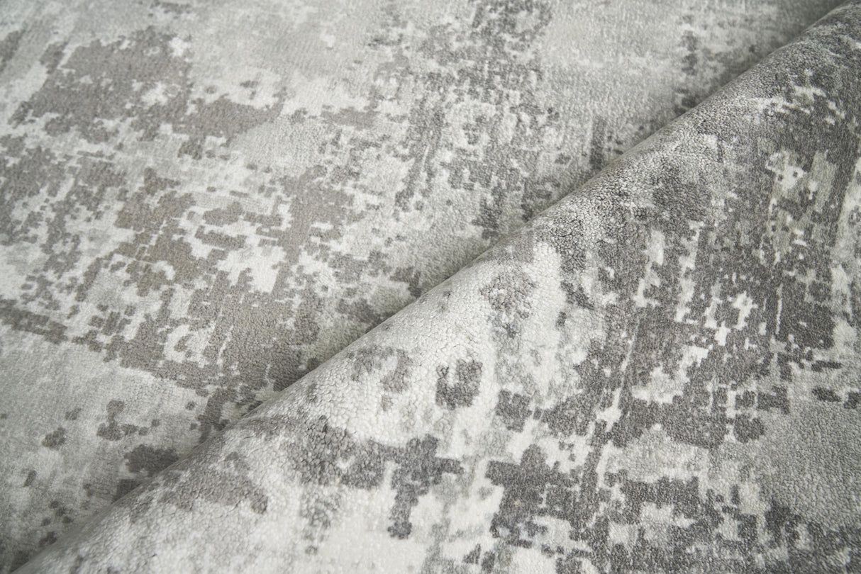 Exquisite Rugs Koda Hand-loomed Bamboo Silk 3380 Gray/Ivory 12' x 15' Area Rug