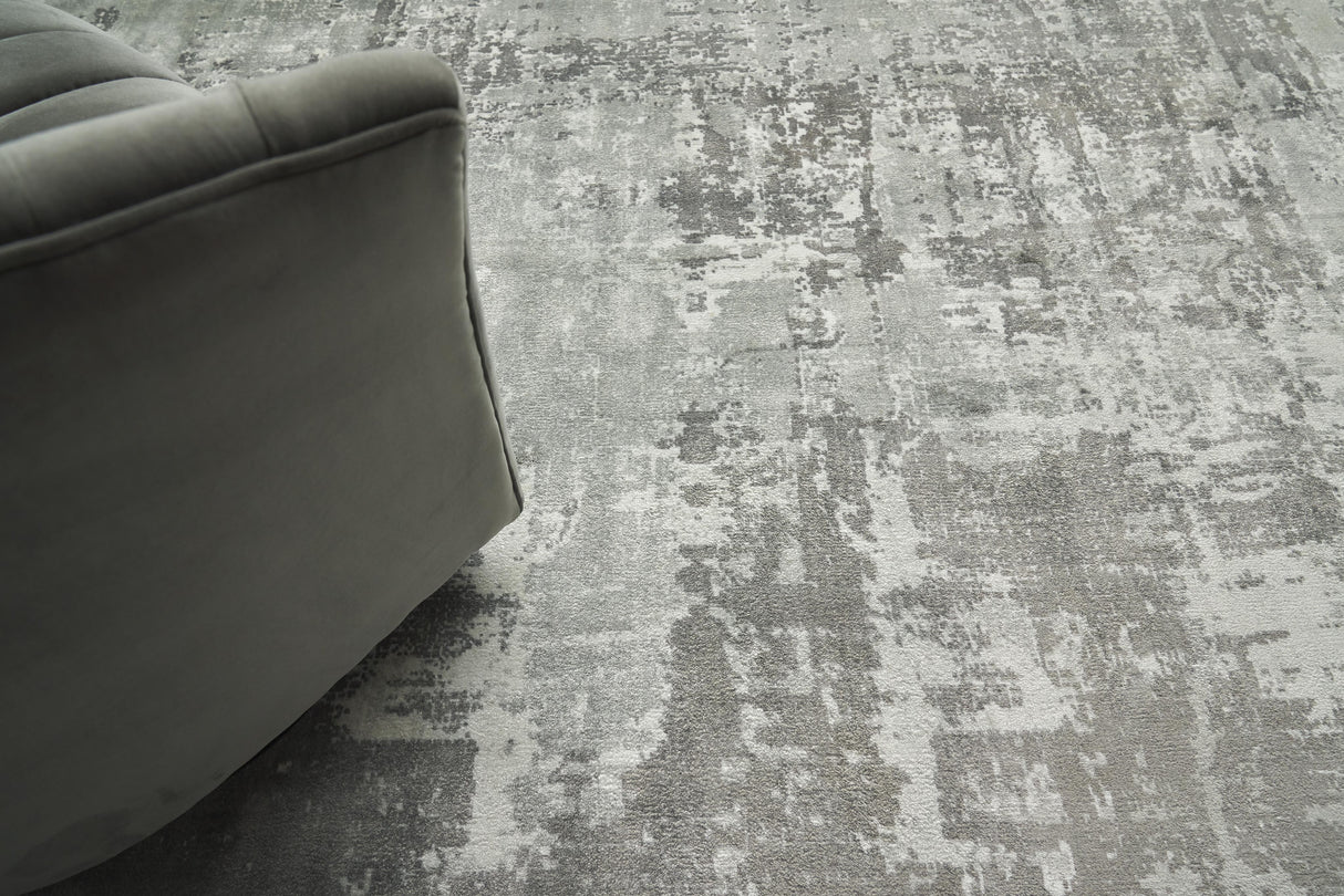 Exquisite Rugs Koda Hand-loomed Bamboo Silk 3380 Gray/Ivory 8' x 10' Area Rug