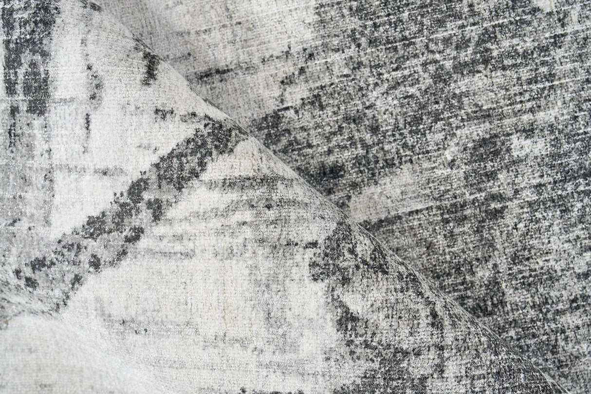 Exquisite Rugs Kyoto Hand-loomed Wool/Bamboo Silk 6331 Silver/Black 9' x 6' Area Rug