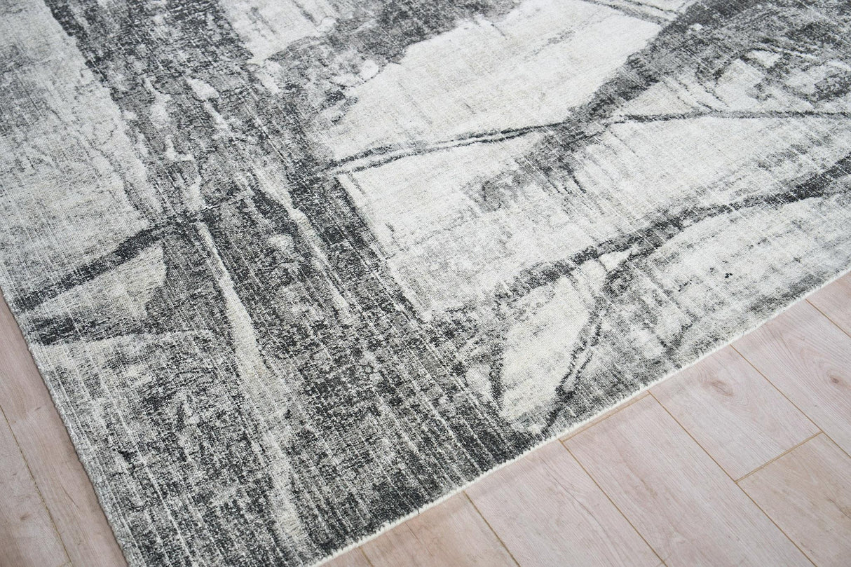 Exquisite Rugs Kyoto Hand-loomed Wool/Bamboo Silk 6331 Silver/Black 10' x 8' Area Rug