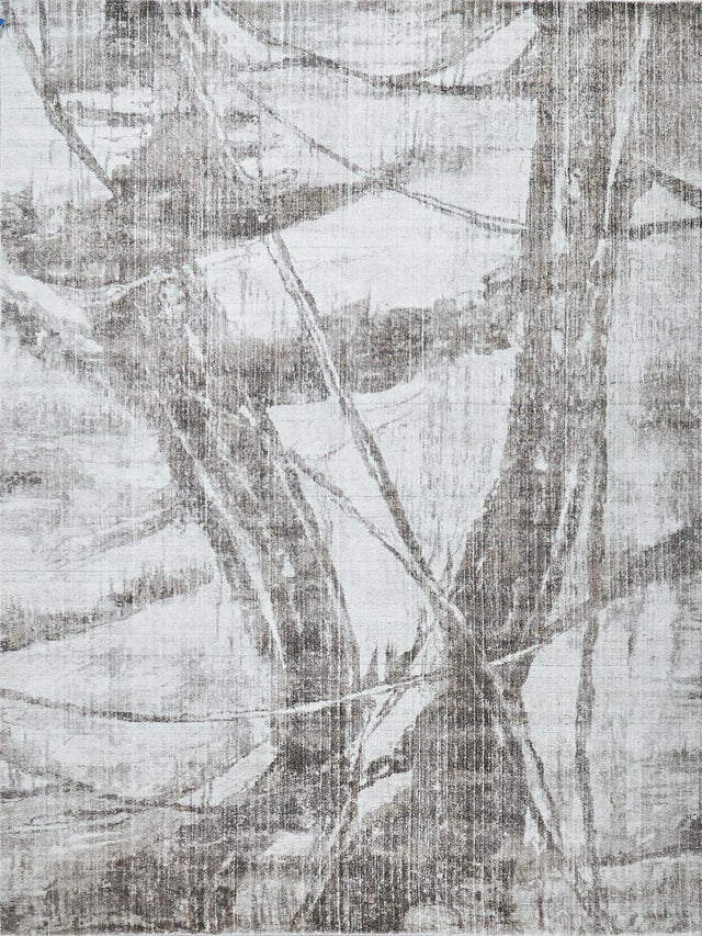 Exquisite Rugs Kyoto Hand-loomed Wool/Bamboo Silk 6332 Silver/Beige 8' x 10' Area Rug