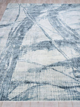 Exquisite Rugs Kyoto Hand-loomed Wool/Bamboo Silk 6333 Silver/Blue 10' x 14' Area Rug