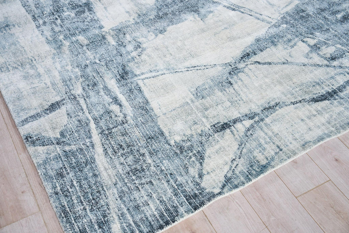 Exquisite Rugs Kyoto Hand-loomed Wool/Bamboo Silk 6333 Silver/Blue 9' x 12' Area Rug