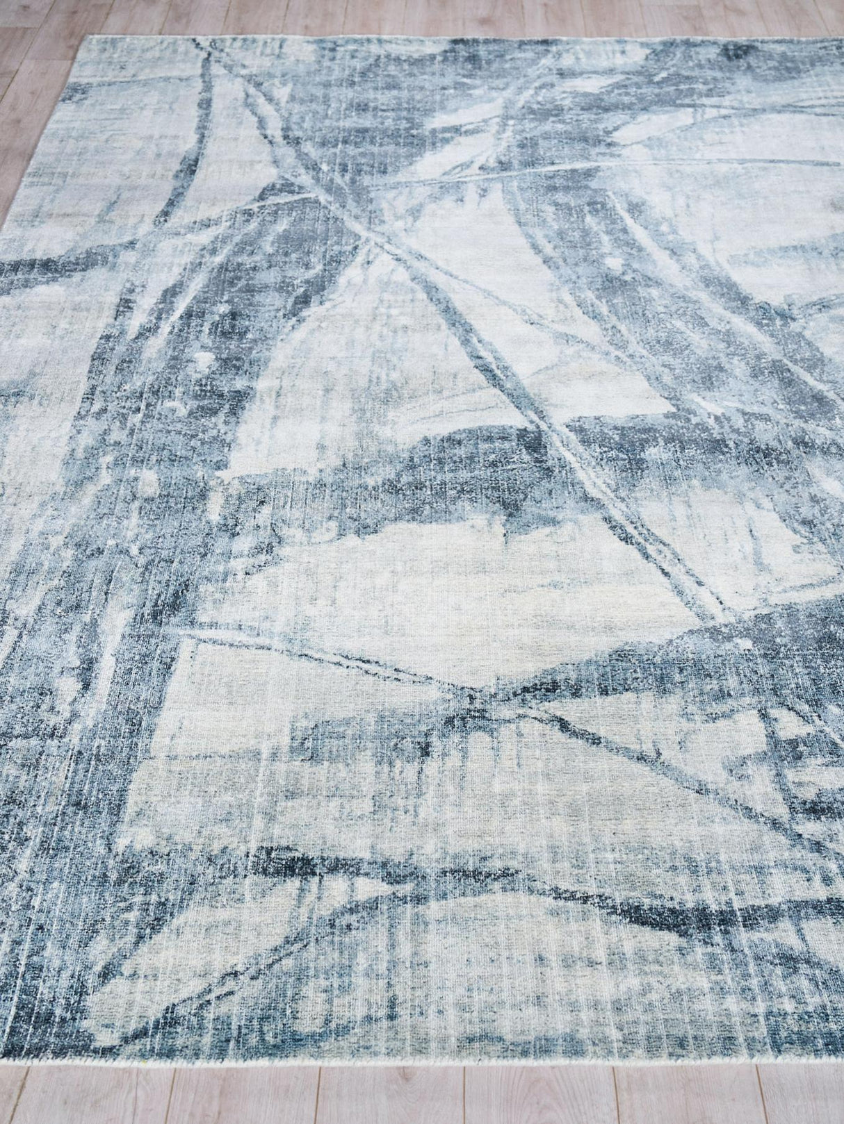 Exquisite Rugs Kyoto Hand-loomed Wool/Bamboo Silk 6333 Silver/Blue 9' x 12' Area Rug
