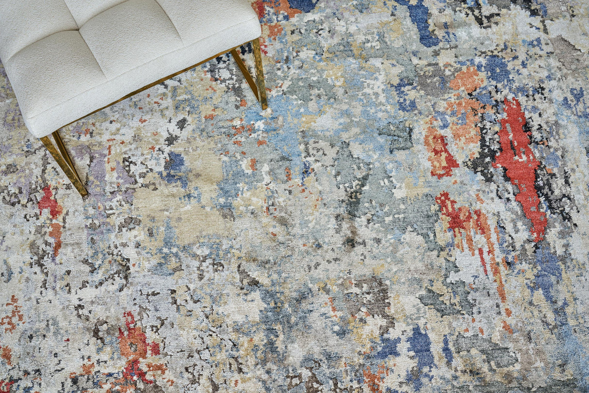 Exquisite Rugs Laureno Hand-knotted Bamboo Silk 4022 Blue/Gray 10' x 8' Area Rug