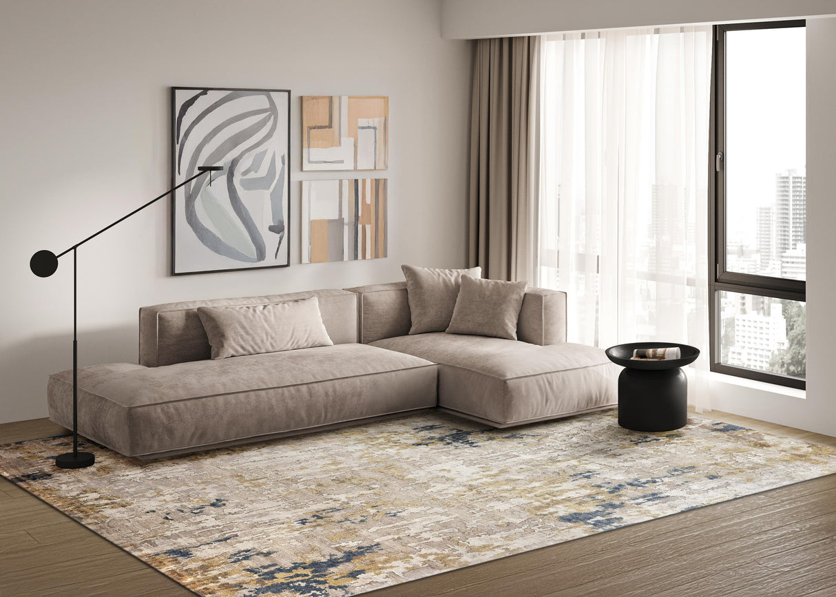 Exquisite Rugs Laureno Hand-knotted Bamboo Silk 4342 Beige/Gold 9' x 6' Area Rug