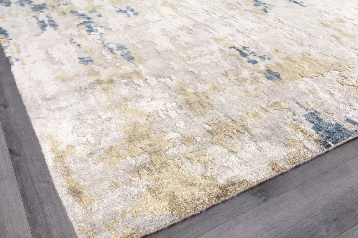 Exquisite Rugs Laureno Hand-knotted Bamboo Silk 4342 Beige/Gold 9' x 6' Area Rug