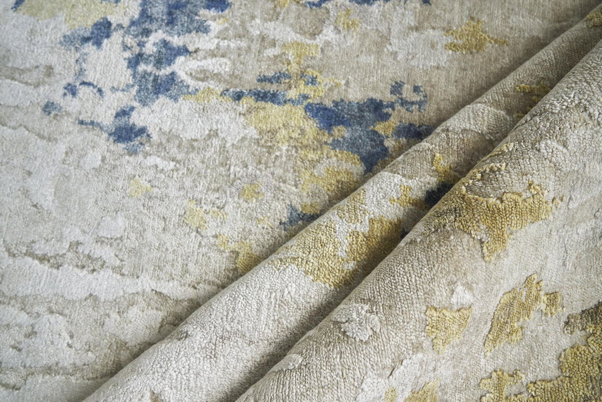 Exquisite Rugs Laureno Hand-knotted Bamboo Silk 4342 Beige/Gold 9' x 6' Area Rug