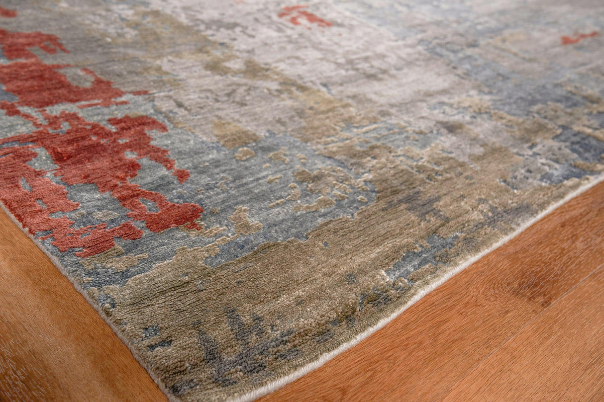 Exquisite Rugs Laureno Hand-knotted Bamboo Silk 4470 Blue/Multi 18' x 14' Area Rug