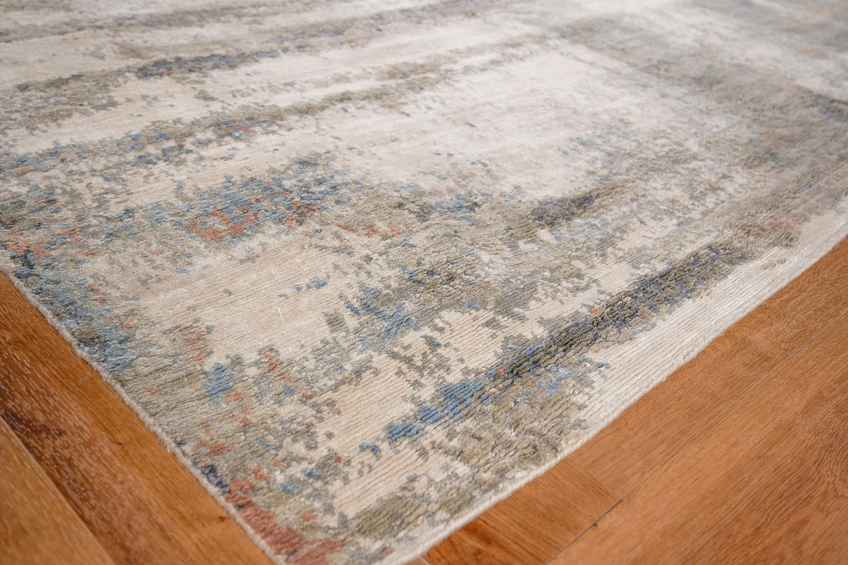 Exquisite Rugs Laureno Hand-knotted Bamboo Silk 4471 Silver Blue 14' x 18' Area Rug