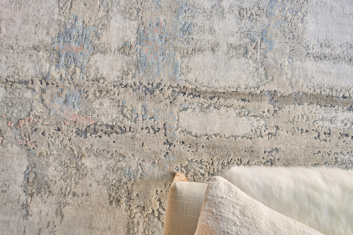 Exquisite Rugs Laureno Hand-knotted Bamboo Silk 4471 Silver Blue 14' x 18' Area Rug