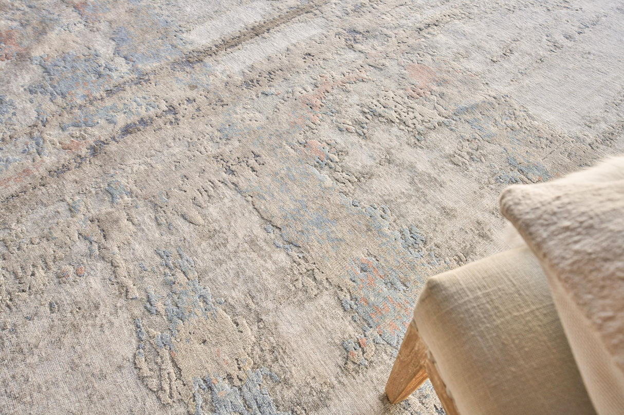 Exquisite Rugs Laureno Hand-knotted Bamboo Silk 4471 Silver Blue 9' x 12' Area Rug